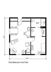 One Bedroom Unit Plan - Cedar 445 sq. ft._page-0001